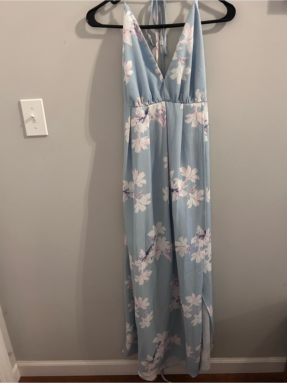 Lee Light Blue Floral Halter Maxi Dress